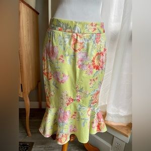 Body By Victoria Yellow Floral Print Mermaid Skirt- Size 4